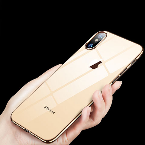 Silikon Schutzhülle Ultra Dünn Tasche Durchsichtig Transparent C11 für Apple iPhone X Gold