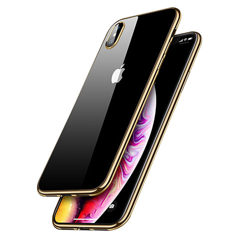 Silikon Schutzhülle Ultra Dünn Tasche Durchsichtig Transparent C12 für Apple iPhone Xs Max Gold