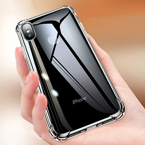 Silikon Schutzhülle Ultra Dünn Tasche Durchsichtig Transparent C15 für Apple iPhone X Schwarz