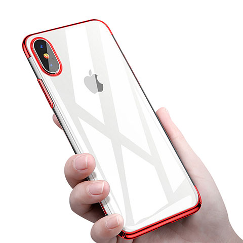 Silikon Schutzhülle Ultra Dünn Tasche Durchsichtig Transparent C16 für Apple iPhone X Rot