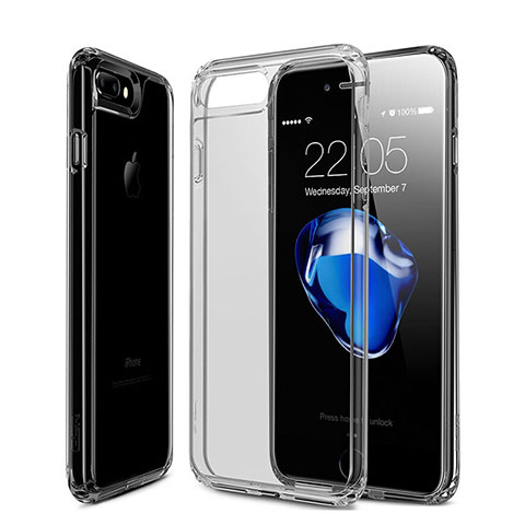 Silikon Schutzhülle Ultra Dünn Tasche Durchsichtig Transparent für Apple iPhone 7 Plus Grau