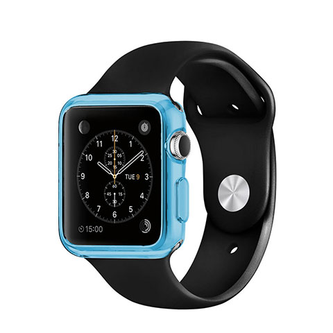 Silikon Schutzhülle Ultra Dünn Tasche Durchsichtig Transparent für Apple iWatch 3 38mm Blau