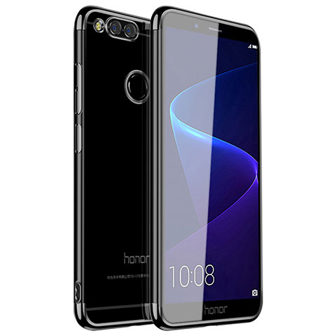 Silikon Schutzhülle Ultra Dünn Tasche Durchsichtig Transparent H01 für Huawei Honor 7X Schwarz