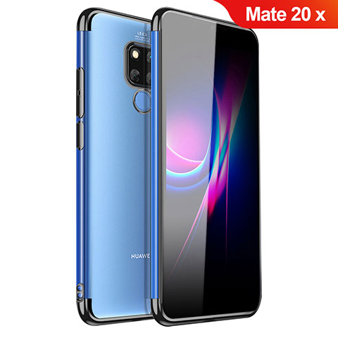 Silikon Schutzhülle Ultra Dünn Tasche Durchsichtig Transparent H01 für Huawei Mate 20 X Schwarz