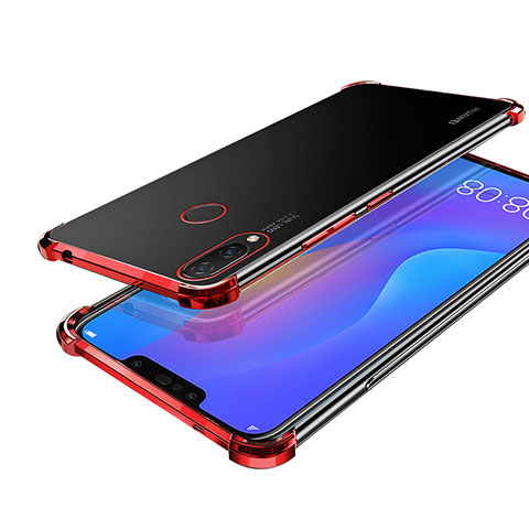 Silikon Schutzhülle Ultra Dünn Tasche Durchsichtig Transparent H01 für Huawei Nova 3i Rot