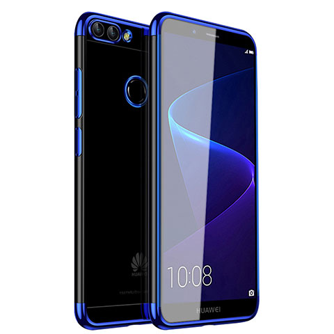 Silikon Schutzhülle Ultra Dünn Tasche Durchsichtig Transparent H01 für Huawei P Smart Blau