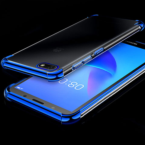 Silikon Schutzhülle Ultra Dünn Tasche Durchsichtig Transparent H01 für Huawei Y5 Prime (2018) Blau