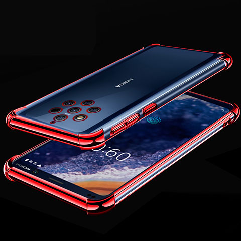 Silikon Schutzhülle Ultra Dünn Tasche Durchsichtig Transparent H01 für Nokia 9 PureView Rot