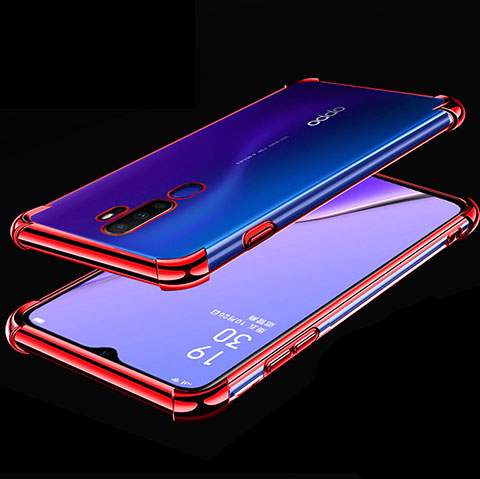 Silikon Schutzhülle Ultra Dünn Tasche Durchsichtig Transparent H01 für Oppo A5 (2020) Rot