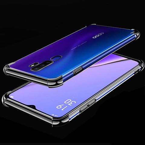 Silikon Schutzhülle Ultra Dünn Tasche Durchsichtig Transparent H01 für Oppo A5 (2020) Schwarz