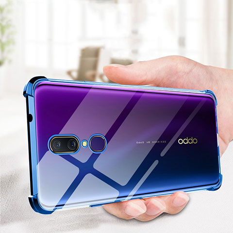 Silikon Schutzhülle Ultra Dünn Tasche Durchsichtig Transparent H01 für Oppo A9X Blau