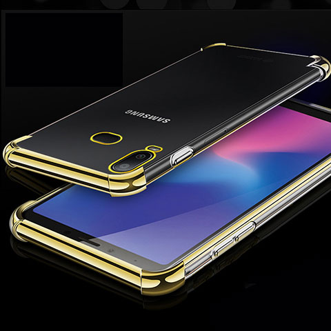 Silikon Schutzhülle Ultra Dünn Tasche Durchsichtig Transparent H01 für Samsung Galaxy A6s Gold