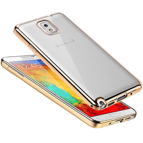 Silikon Schutzhülle Ultra Dünn Tasche Durchsichtig Transparent H01 für Samsung Galaxy Note 3 N9000 Gold