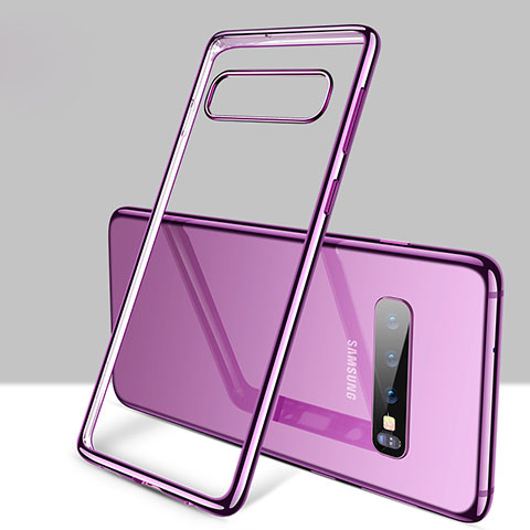 Silikon Schutzhülle Ultra Dünn Tasche Durchsichtig Transparent H01 für Samsung Galaxy S10 5G Violett