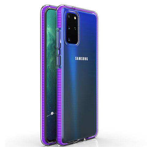 Silikon Schutzhülle Ultra Dünn Tasche Durchsichtig Transparent H01 für Samsung Galaxy S20 Plus 5G Violett