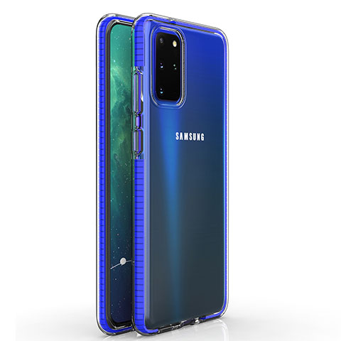 Silikon Schutzhülle Ultra Dünn Tasche Durchsichtig Transparent H01 für Samsung Galaxy S20 Plus Blau