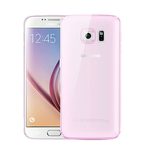 Silikon Schutzhülle Ultra Dünn Tasche Durchsichtig Transparent H01 für Samsung Galaxy S6 Duos SM-G920F G9200 Rosa