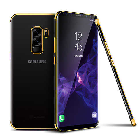 Silikon Schutzhülle Ultra Dünn Tasche Durchsichtig Transparent H01 für Samsung Galaxy S9 Plus Gold