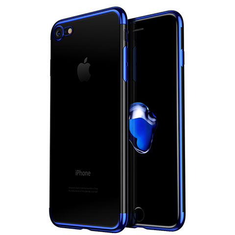 Silikon Schutzhülle Ultra Dünn Tasche Durchsichtig Transparent H02 für Apple iPhone 6 Plus Blau