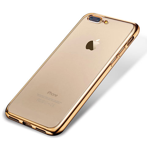 Silikon Schutzhülle Ultra Dünn Tasche Durchsichtig Transparent H02 für Apple iPhone 7 Plus Gold