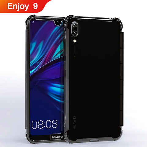 Silikon Schutzhülle Ultra Dünn Tasche Durchsichtig Transparent H02 für Huawei Enjoy 9 Schwarz