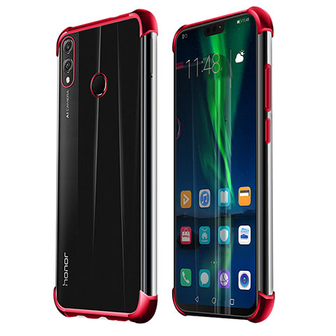 Silikon Schutzhülle Ultra Dünn Tasche Durchsichtig Transparent H02 für Huawei Honor V10 Lite Rot