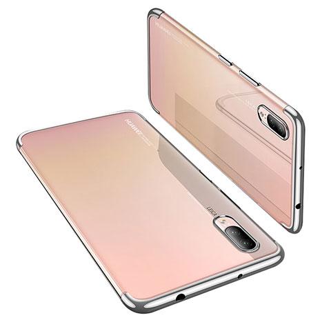 Silikon Schutzhülle Ultra Dünn Tasche Durchsichtig Transparent H02 für Huawei P20 Silber