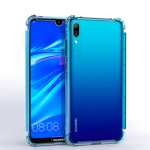 Silikon Schutzhülle Ultra Dünn Tasche Durchsichtig Transparent H02 für Huawei Y7 Prime (2019) Hellblau