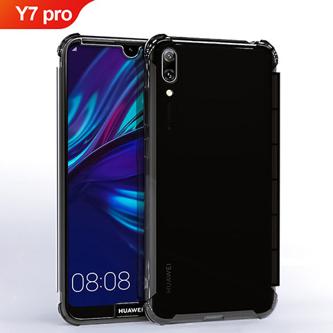 Silikon Schutzhülle Ultra Dünn Tasche Durchsichtig Transparent H02 für Huawei Y7 Pro (2019) Schwarz