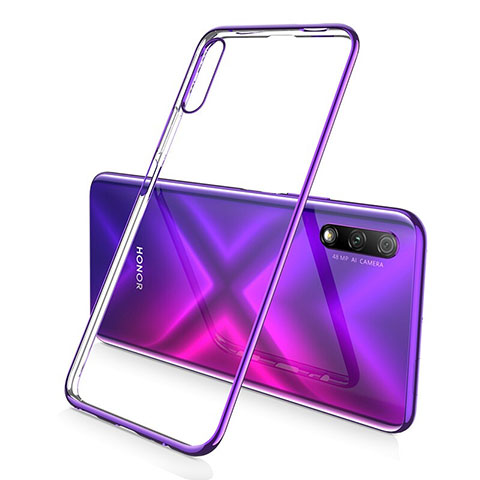 Silikon Schutzhülle Ultra Dünn Tasche Durchsichtig Transparent H02 für Huawei Y9 Prime (2019) Violett