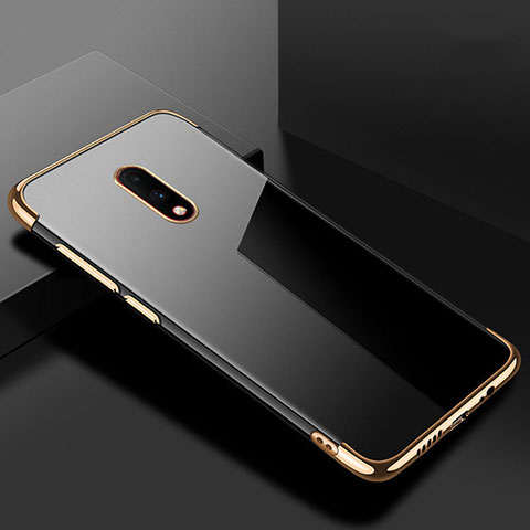 Silikon Schutzhülle Ultra Dünn Tasche Durchsichtig Transparent H02 für OnePlus 7 Gold