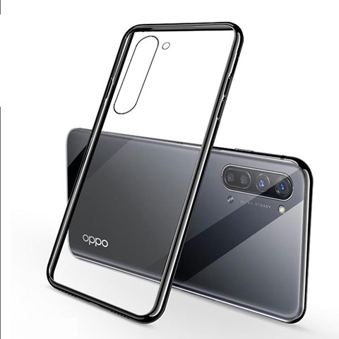 Silikon Schutzhülle Ultra Dünn Tasche Durchsichtig Transparent H02 für Oppo F15 Schwarz