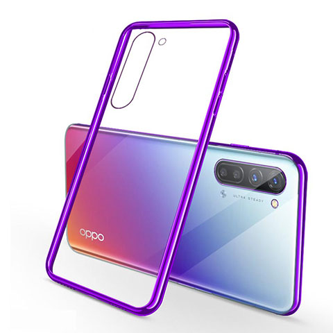 Silikon Schutzhülle Ultra Dünn Tasche Durchsichtig Transparent H02 für Oppo F15 Violett