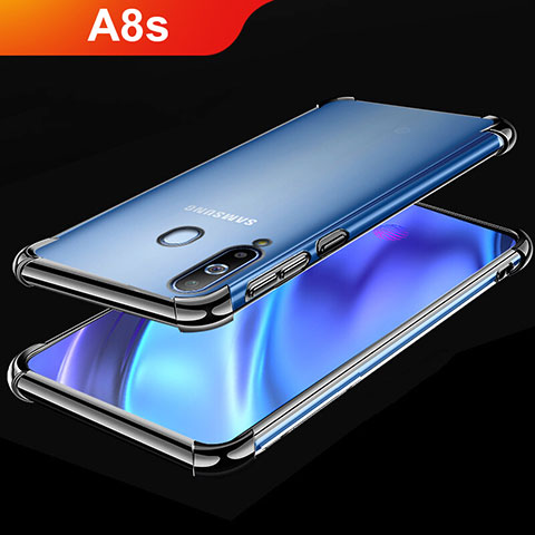 Silikon Schutzhülle Ultra Dünn Tasche Durchsichtig Transparent H02 für Samsung Galaxy A8s SM-G8870 Schwarz