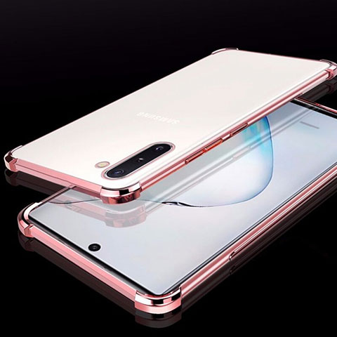 Silikon Schutzhülle Ultra Dünn Tasche Durchsichtig Transparent H02 für Samsung Galaxy Note 10 5G Rosegold