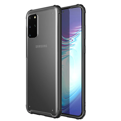 Silikon Schutzhülle Ultra Dünn Tasche Durchsichtig Transparent H02 für Samsung Galaxy S20 Plus Schwarz