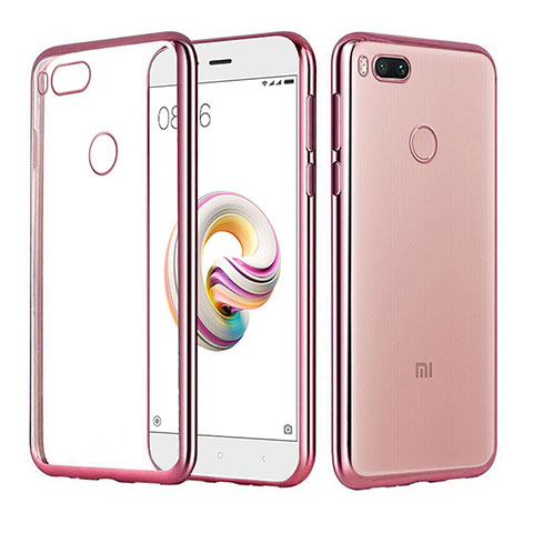 Silikon Schutzhülle Ultra Dünn Tasche Durchsichtig Transparent H02 für Xiaomi Mi A1 Rosegold