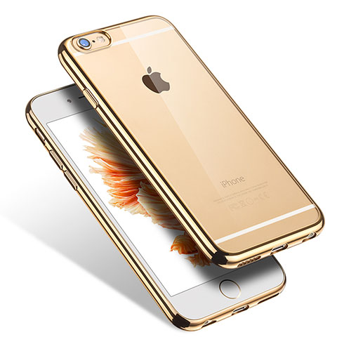 Silikon Schutzhülle Ultra Dünn Tasche Durchsichtig Transparent H03 für Apple iPhone 6S Gold