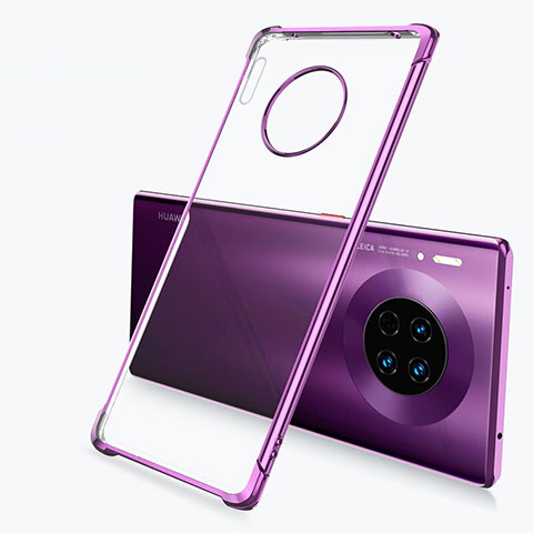 Silikon Schutzhülle Ultra Dünn Tasche Durchsichtig Transparent H03 für Huawei Mate 30 5G Violett