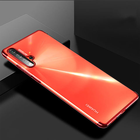 Silikon Schutzhülle Ultra Dünn Tasche Durchsichtig Transparent H03 für Huawei Nova 5 Rot
