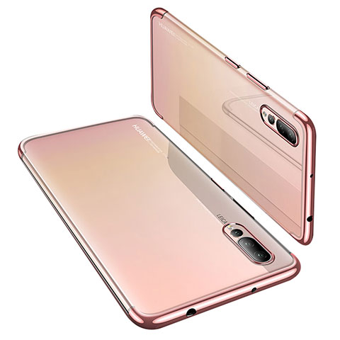 Silikon Schutzhülle Ultra Dünn Tasche Durchsichtig Transparent H03 für Huawei P20 Pro Rosegold