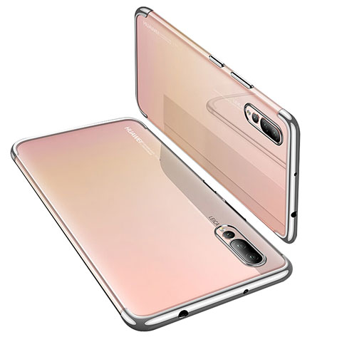 Silikon Schutzhülle Ultra Dünn Tasche Durchsichtig Transparent H03 für Huawei P20 Pro Silber