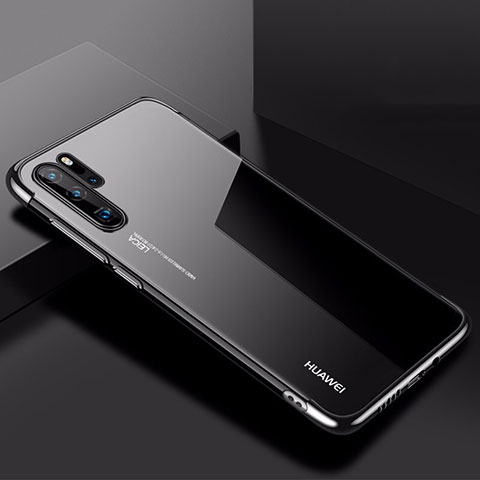 Silikon Schutzhülle Ultra Dünn Tasche Durchsichtig Transparent H03 für Huawei P30 Pro Schwarz