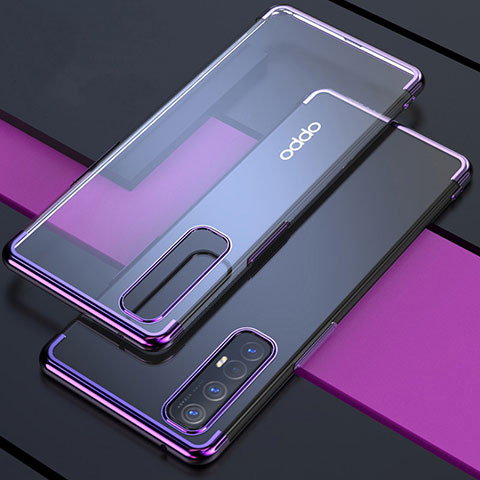 Silikon Schutzhülle Ultra Dünn Tasche Durchsichtig Transparent H03 für Oppo Reno3 Pro Violett