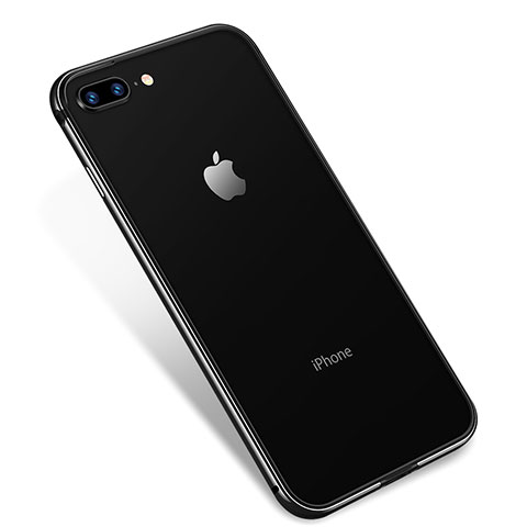 Silikon Schutzhülle Ultra Dünn Tasche Durchsichtig Transparent H04 für Apple iPhone 8 Plus Schwarz