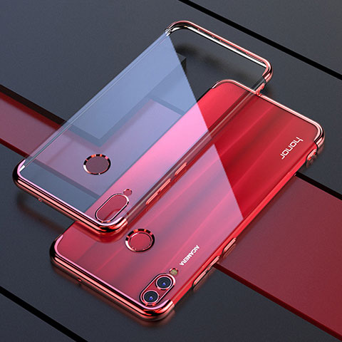 Silikon Schutzhülle Ultra Dünn Tasche Durchsichtig Transparent H04 für Huawei Honor V10 Lite Rot