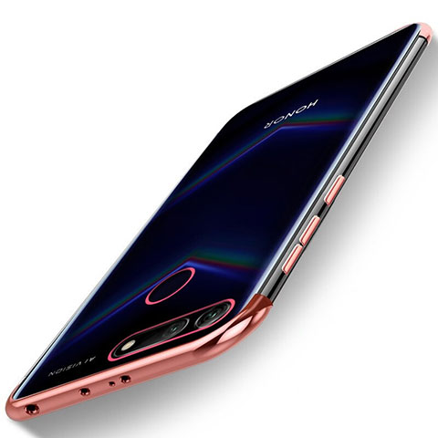 Silikon Schutzhülle Ultra Dünn Tasche Durchsichtig Transparent H04 für Huawei Honor V20 Rosegold