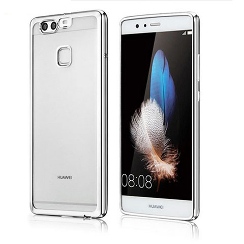 Silikon Schutzhülle Ultra Dünn Tasche Durchsichtig Transparent H04 für Huawei P9 Silber