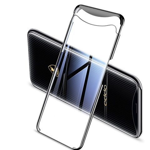 Silikon Schutzhülle Ultra Dünn Tasche Durchsichtig Transparent H04 für Oppo Find X Schwarz