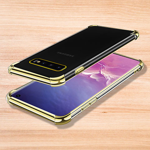 Silikon Schutzhülle Ultra Dünn Tasche Durchsichtig Transparent H04 für Samsung Galaxy S10 5G Gold